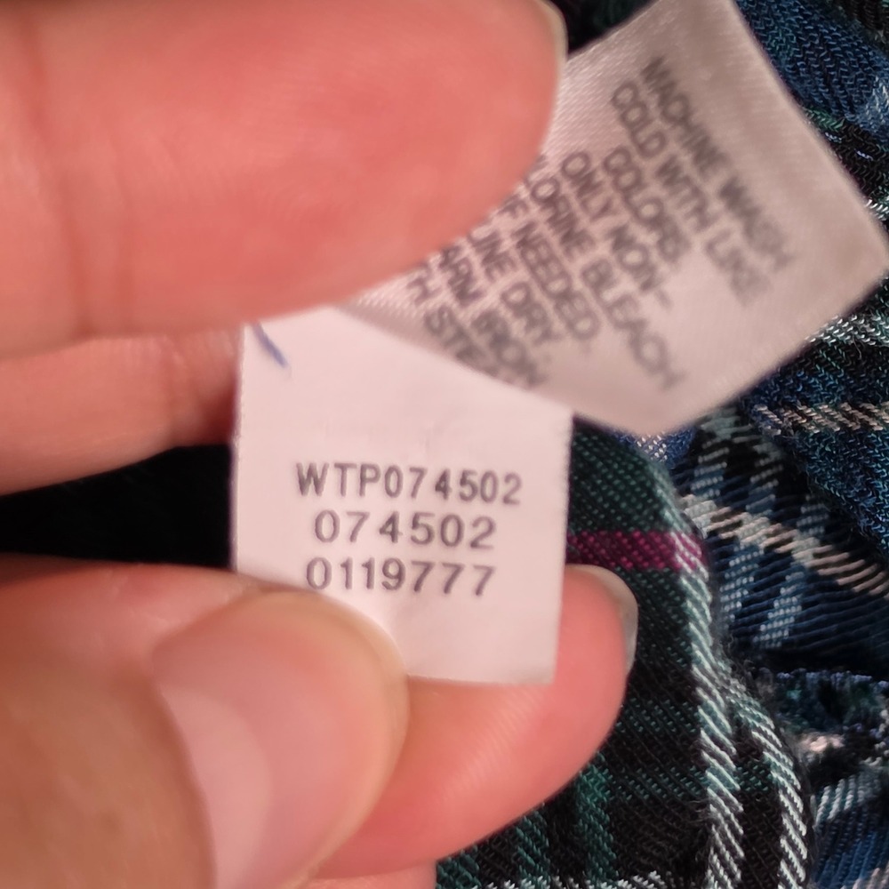 J Jill Women Medium Petite Plaid Rayon Handkerchief Hem Tunic Top Blue - Picture 7 of 9